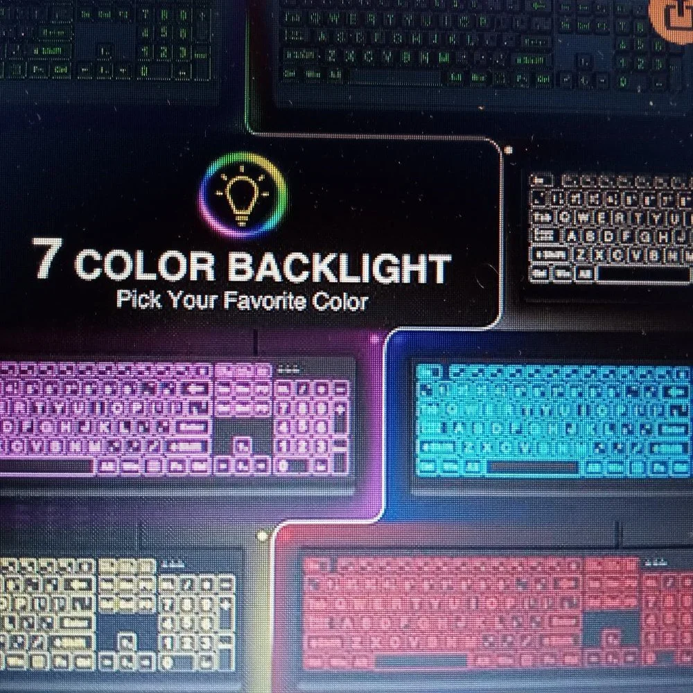 SABLUTE BACKLIT WIRELESS KEY BOARD - LARGE PRINT - MULTICOLORED